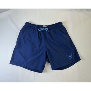 Disney Parks MENS SIZE M Mickey Mouse‎ 7" Swim Trunks Navy Blue Shorts